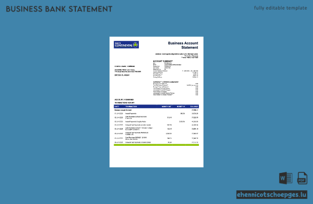 Beispiel eines Kontoauszugs der paraguayischen Banco Continental S.A.E.C.A. (Word- und PDF-Datei)